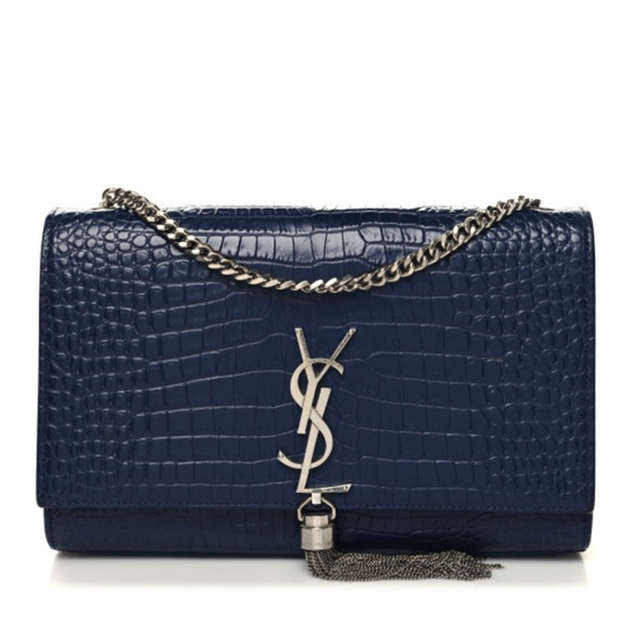 Saint Laurent Medium Classic Monogram Kate Tassel Satchel Deep Marine - Picture 1 of 3